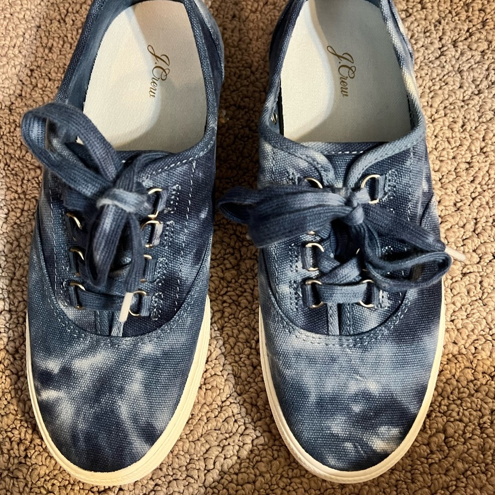 J Crew Lace Up Blue Sneakers